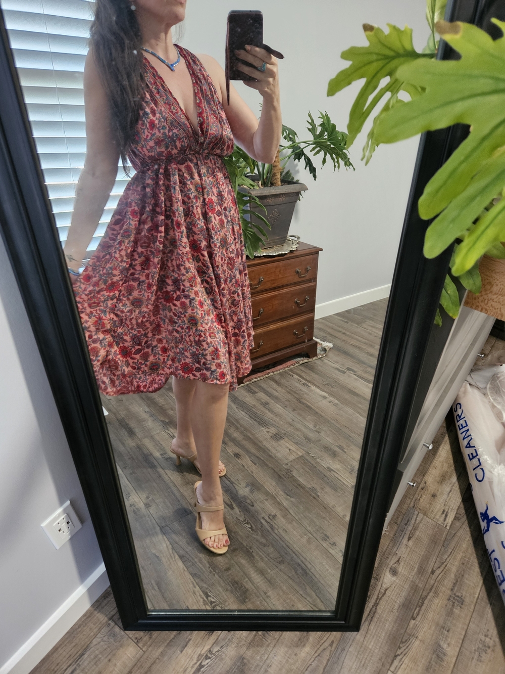 India Boutique Red Floral Halter Mini Dress